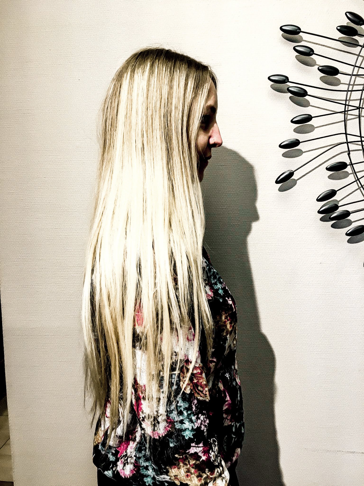 Profil langes blondes Haar